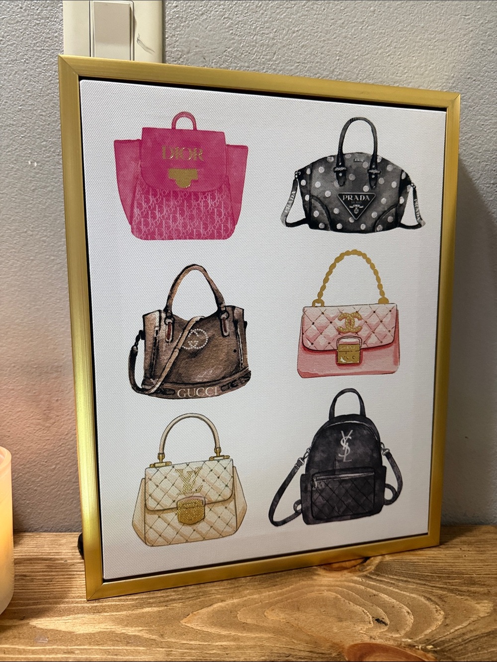 Luxury Licensed Art Frame Pink Quilted Top-Handle Bags Print - NWOT - Picture 5 of 6
